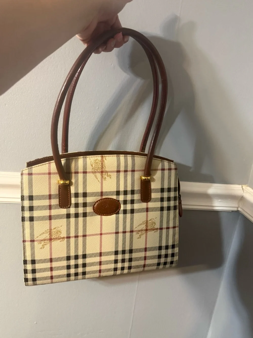 Vintage Burberry’s Haymarket Check Shoulder Bag 90s Nova Plaid Handbag - Picture 7 of 16